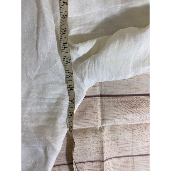 Flax By Jeanne Engelhart Women's White Linen Crop Pants - Large - Picture 7 of 13